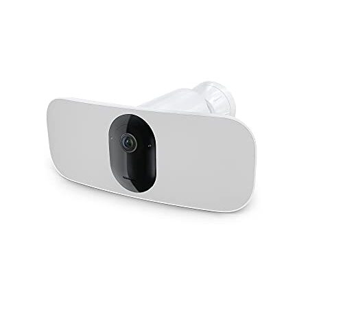 Arlo Floodlight, Cámara vigilancia WiFi exterior con Vídeo 2K y HDR, Faro y sirena, impermeable, Visión Nocturna en Color, 160°, con una prueba gratuita de 90 días de Arlo Secure, Blanco