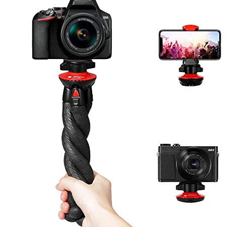 Fotopro Cámara Trípode, Flexible Tripode, Trípode Portátil con Tornillo 1/4'' para Canon, Nikon, Cámara Acción, Móvil Trípode para iPhone, Galaxy, Xiaomi con Teléfonico Pinza, Tripod