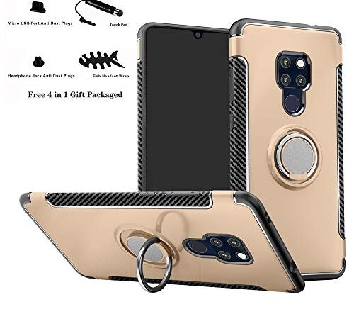 Labanema Funda para Huawei Mate 20, 360 Rotating Ring Grip Stand Holder Capa TPU + PC Shockproof Anti-rasguños teléfono Caso protección Cáscara Cover para Huawei Mate 20 - Oro