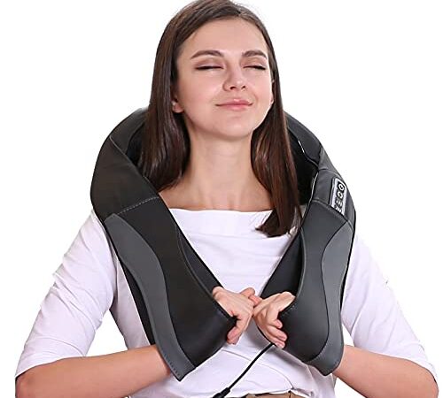 Masajeador con Función de Calor para Hombro Cuello Espalda Masajeador Cervical Eléctrico Shiatsu en la Oficina en Casa