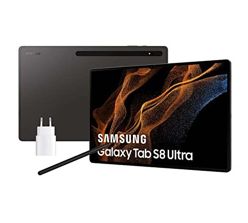 Samsung Galaxy Tab S8 Ultra con Cargador – Tablet Android de 14,6 Pulgadas, 256 GB, WiFi, Negro (Versión Española)