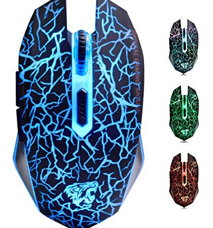 TENMOS M2 Inalámbrico Ratón, Recargable con Silencioso Ratón óptico Gaming Wireless Mouse con Receptor Nano 6 Botones para Ordenador Notebook Desktop Laptop