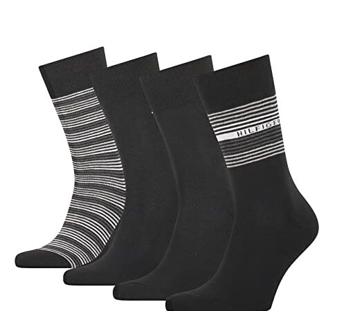 Tommy Hilfiger Tommy Hilfiger Stripe Men'S SoCKs Gift Box, Calcetín Clásico para Hombre, Negro (Black), 39 Regular