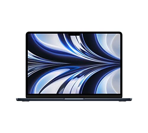 2022 Apple Ordenador Portátil MacBook Air con Chip M2 de Apple: Pantalla Liquid Retina de 13,6 Pulgadas, 8GB de RAM, 256 GB de Almacenamiento SSD, Teclado retroiluminado, Color Negro Noche