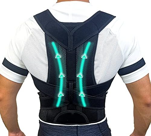 Corrector postura para hombre y mujer con arnes para zona lumbar, corrector postura espalda para aliviar el dolor de hombros, cuello y espalda contiene faja lumbar para tener la espalda recta (M)