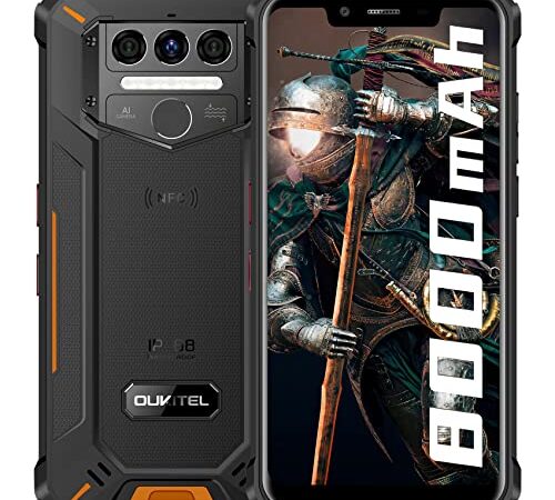 Móvil Libre Resistente, OUKITEL WP9 6GB+128GB Teléfono Móvil 16MP+8MP Cámara, 5.86’’ FHD+ Pantalla Impermeable IP68 Robusto Smartphone, 4G Dual SIM Android 10 Movil Batería 8000mAh NFC (Naranja)