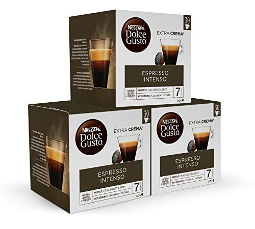 Nescafé Dolce Gusto Cápsulas de café Espresso Intenso Magnum; Café Intenso elaborado con granos de óptima calidad y aroma,3 cajas de 30 cápsulas - 90 Cápsulas