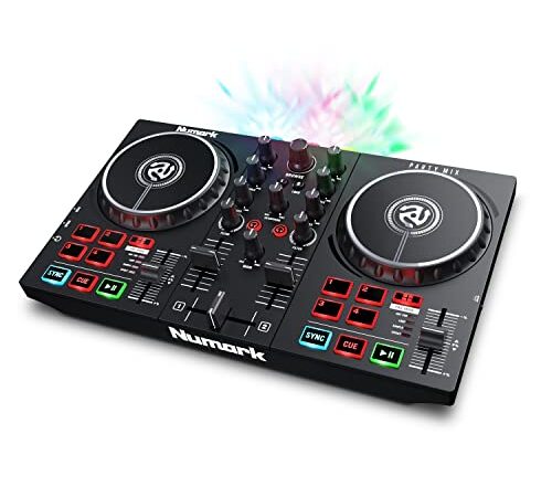 Numark Party Mix II - Controladora DJ, mesa de mezclas con luces integradas, mezclador DJ e interfaz audio, con Serato DJ Lite