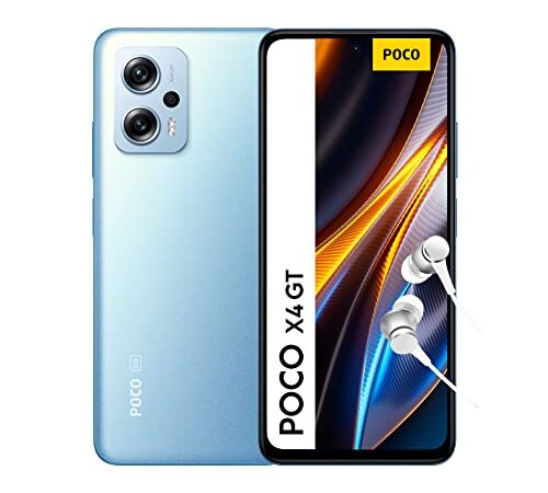 POCO X4 GT 5G - Smartphone de 8+256GB, Pantalla de 6.6” 144Hz DynamicSwitch, MediaTek Dimensity 8100, Triple Cámara de 64MP, 5080mAh, Blue (Versión ES + 3 años de garantía) con Alexa manos libres