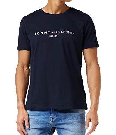 Tommy Hilfiger Tommy Logo tee Camiseta, Azul (Sky Captain), L para Hombre