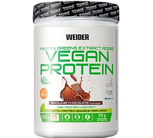 Weider-Vegan Protein- Proteína 100% vegetal de guisantes (PISANE) y arroz. Sin gluten. Sin lactosa. Sin aceite de palma (750 g). Sabor Chocolate