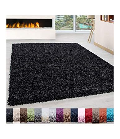 Carpet 1001 Pelo Largo Peluda Shaggy Sala de Estar Alfombra de Diferentes Tamaños y Colores - Antracita, 240x340 cm