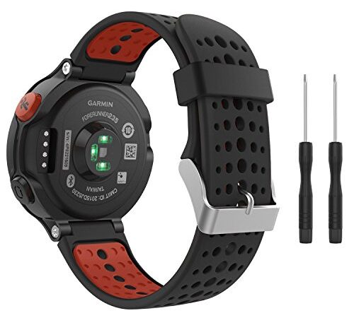 Correa de reloj de silicona suave para Garmin Forerunner 235 de Fit-power, repuesto ideal para Garmin Forerunner 235, 220, 230, 620, 630 y 735, Black&Orange