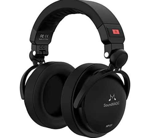 SoundMAGIC HP151 Auriculares de Diadema con Cable, Audiófilo Sonido estéreo de Alta fidelidad, diseño Plegable, con Aislamiento del Ruido, Cables extraíbles, Negro