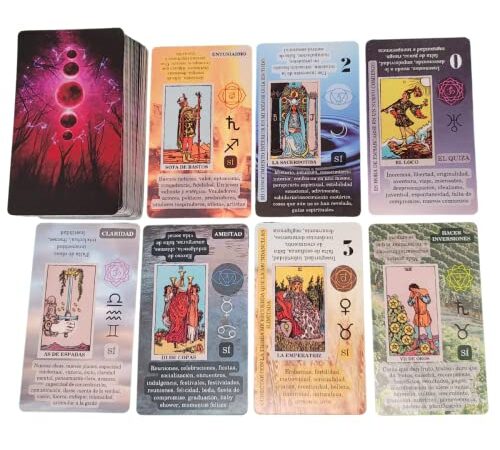 Witchy Cauldron Tarot Principiante Español, Cartas de Tarot con significado, Palabra clave Tarot Deck, Tarot de aprendizaje, Chakra, Planeta, Afirmación, Invertido, Zodíaco