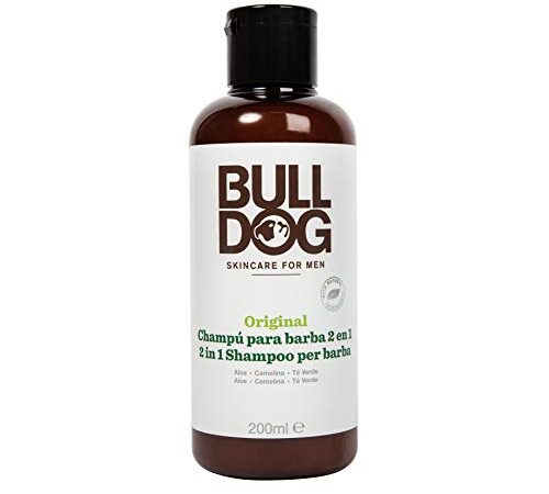 Bulldog Skincare - Champú y Acondicionador 2 en 1 para Barba Formulado con Ingredientes Naturales: Aloe, Aceite de Camelina y Té Verde - Formato 2 en 1 de 200 ml