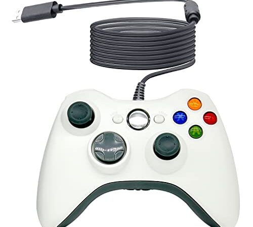 OSTENT Wired USB Controlador Gamepad Joystick Joypad Compatible para Microsoft Xbox 360 Consola Windows PC Ordenador Portátil Computadora Videojuegos Color Blanco