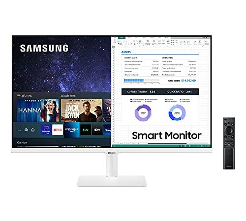 Samsung S27AM501 – Monitor Smart de 27" Full HD (1920 x 1080, VA, Smart TV, HDMI, Bluetooth, AirPlay, WiFi, Office 365, 16:9, 60Hz, Dex Inalámbrico, Altavoces Integrados, Hub IoT), Blanco