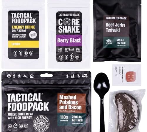 Tactical Foodpack 1 x Meal Ration Delta 341g – Alimento de emergencia para 1 persona – 5759 kJ / 1376 kcal – Resistente hasta 2030 – Alimentos de supervivencia para emergencias al aire libre