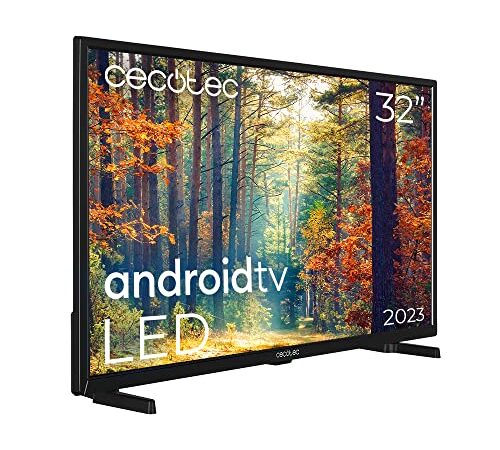 Cecotec TV LED 32" Smart TV A Series ALH00032NS. Resolución HD, Android 11, Chromecast Integrado, Asistente de Voz, HDR10, HBBTV, Quad Core, WiFi & Bluetooth, 2 Altavoces 6W, 2023