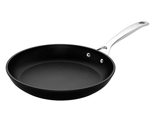 Le Creuset Sartén baja de aluminio antiadherente, diámetro 20 cm, para todas las fuentes de calor, incluso la inducción, Antracita/Plateado, 51112200010002