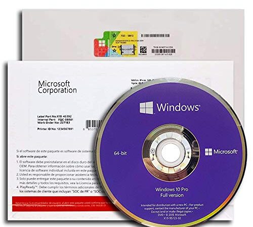 Microsoft Windows 10 Pro - Licencia de 1 Licencia, OEM - DVD - 64 bit - Inglés