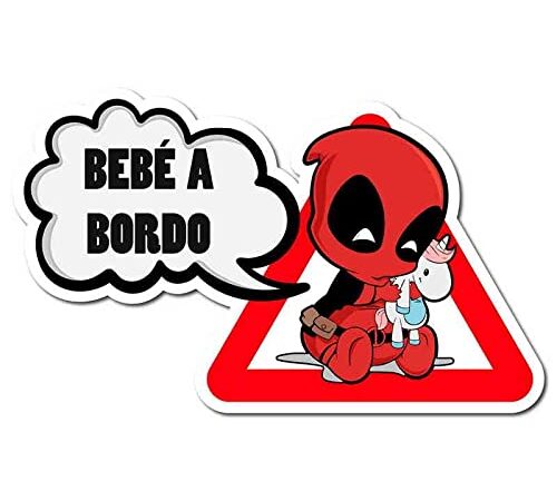 PEGATINA BEBE A BORDO DEADPOOL VINILO IMPRESO PARA COCHE BABY ON BOARD CALCOMANIAS PARA BEBÉ PEGADO EXTERIOR