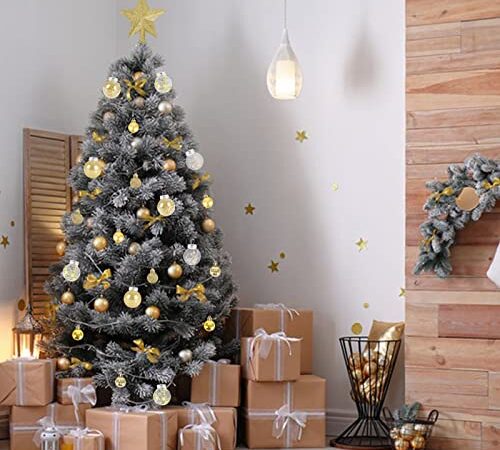 Set de Adornos para el Árbol de Navidad 24Pcs Christmas Balls Ornaments Christmas Tree Topper Xmas Hanging Decorations for Christmas Party Home Holiday Decor (Gold)