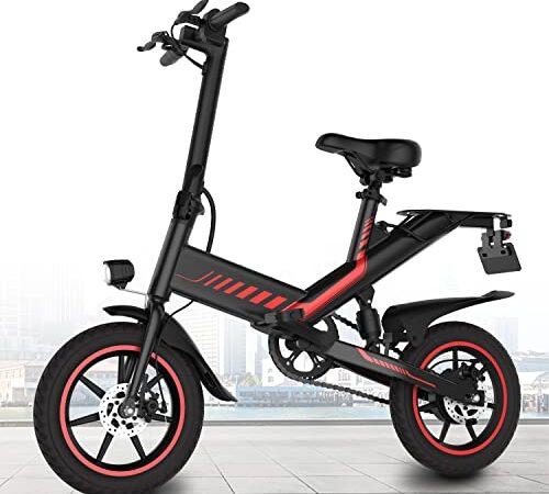 FOCIEL Bicicleta Electrica Plegable, 12'' Bici Electrica con Batería Extraíble de 36V 10.4Ah, Alcance hasta 30-45 km, Welocidad Máxima 25 km/h Bici Electrica, Ebike Hombres Mujeres