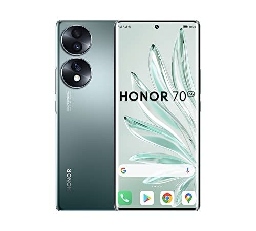 HONOR 70 libre Smartphone 5G, OLED 6,67" a 120 Hz, 8GB, 256GB, Triple Cámara 54 MP, IMX800 Super Sensor, Dual 1080P HD Video, Batería de 4800mAh, Supercharge 66W, Turbo X, MagicUI 6.1, Android 12 GMS