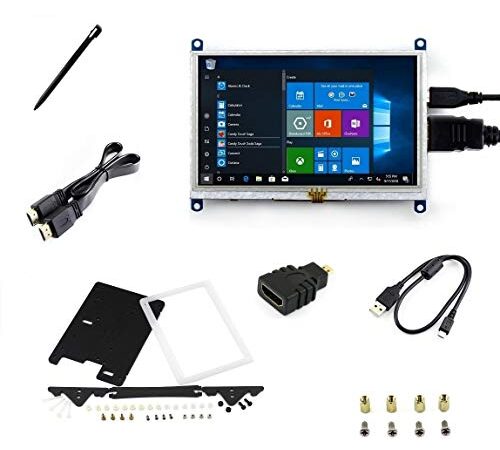 IBest 5 Inch HDMI LCD B 800x480 Resistive Touchscreen TFT Display HDMI Module with Bicolor Case for Raspberry Pi 4 3 Model B+/B/A+/A, Beaglebone Black Support Windows 10/8.1/8/7