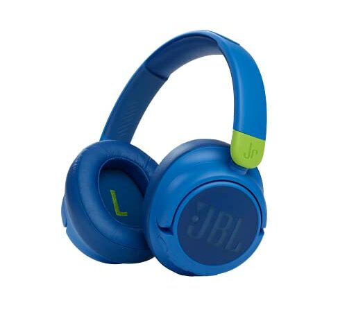 JBL JR460NC Auriculares inalámbricos Over Ear portátiles con Bluetooth y cancelación de ruido para niños, hasta 20 horas de duración y una carga rápida, azul