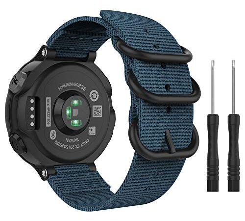 MoKo Correa de Reloj Compatible con Garmin Forerunner 235/235 Lite/220/230/620/630/735XT, Pulsera Ajustable de Repuesto de Nylon - Azul