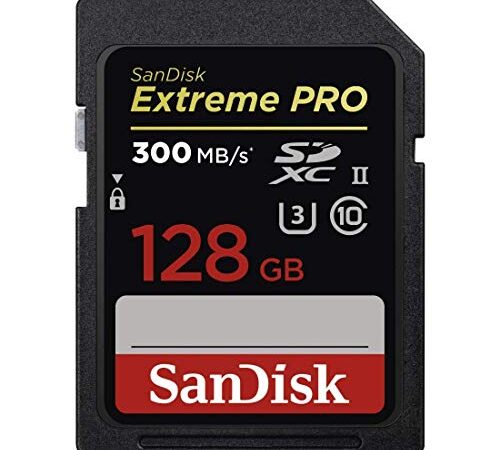 SanDisk Extreme PRO 128GB SDXC Scheda Memoria, 300MB/s, UHS-II, Class 10 and U3, Negro