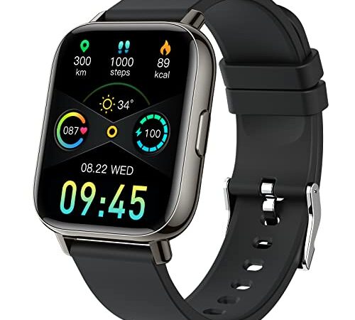 Smartwatch, 1.69'' Reloj Inteligente Hombre Mujer 24 Modos Deportes Pulsera Actividad Impermeable IP68 con Pulsómetro, Motast Monitor de Sueño Podómetro Caloría Notificación de Mensajes, Android iOS