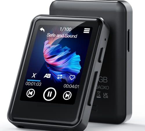 ZOOAOXO 64GB Reproductor MP3, MP3 Bluetooth 5.2 con 2.4" Pantalla Táctil, Altavoz HD Incorporado, Sonido de HiFi, E-Book, Despertador, Radio FM, Grabadora de Voz, Auriculares Incluidos