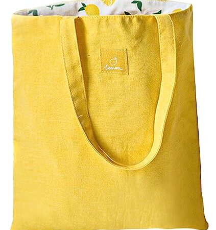 ASFINS Bolsa Tote Tela, Bolsa de Lona Mujer Bolsa Tote Bolsa de Algodón Reutilizable para Las Compras Salir, 40cm x 36cm (Limón Amarillo)