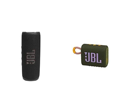 JBL Altavoz Bluetooth portátil Flip 6 Altavoz Resistente al Agua y al Polvo IPX67 + GO 3 Altavoz inalámbrico portátil con Bluetooth, Resistente al Agua y al Polvo