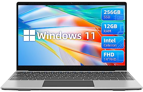 JUMPER Ordenador Portátil Windows 11, 12GB DDR4 RAM 256GB SSD, Intel J4105 Quad-Core Procesador, Portatil 14 Pulgadas IPS Full HD, Intel UHD Graphics 600, 1920 x 1080, 2.4G/5G WiFi, USB 3.0