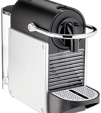 Nespresso De'Longhi Pixie EN124.S Cafetera monodosis cápsulas, 19 Bares, depósito Agua 0.7 L, Apagado automático, Plata, Incluye pack de bienvenida con 14 cápsulas